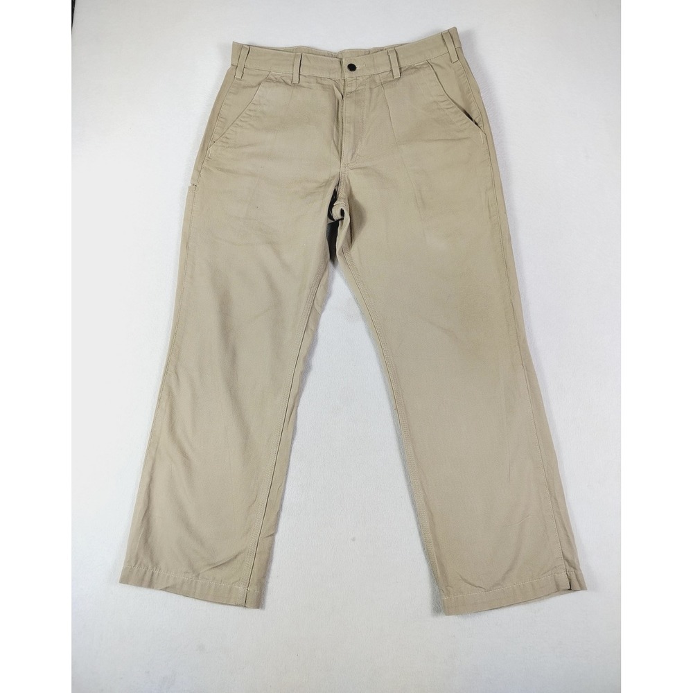 Carhartt Pants Mens 36 Khaki Canvas Work Relaxed Fit Utility‎ Pockets Durable